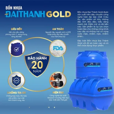 Bảo hành 20 năm bồn Nhựa Đại Thành gold