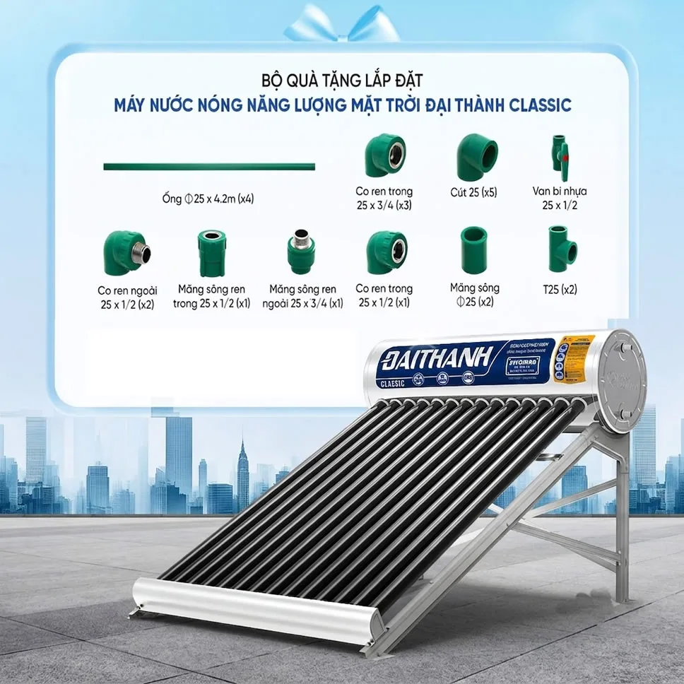 Mua máy năng lượng mặt trời Đại Thành tặng khuyến mãi