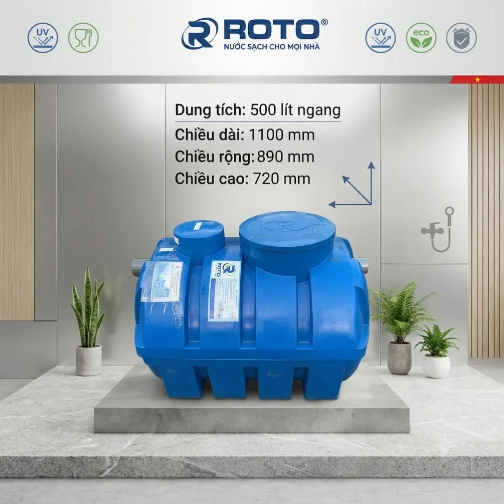 Bồn tự hoại RoTo 500 lít ngang