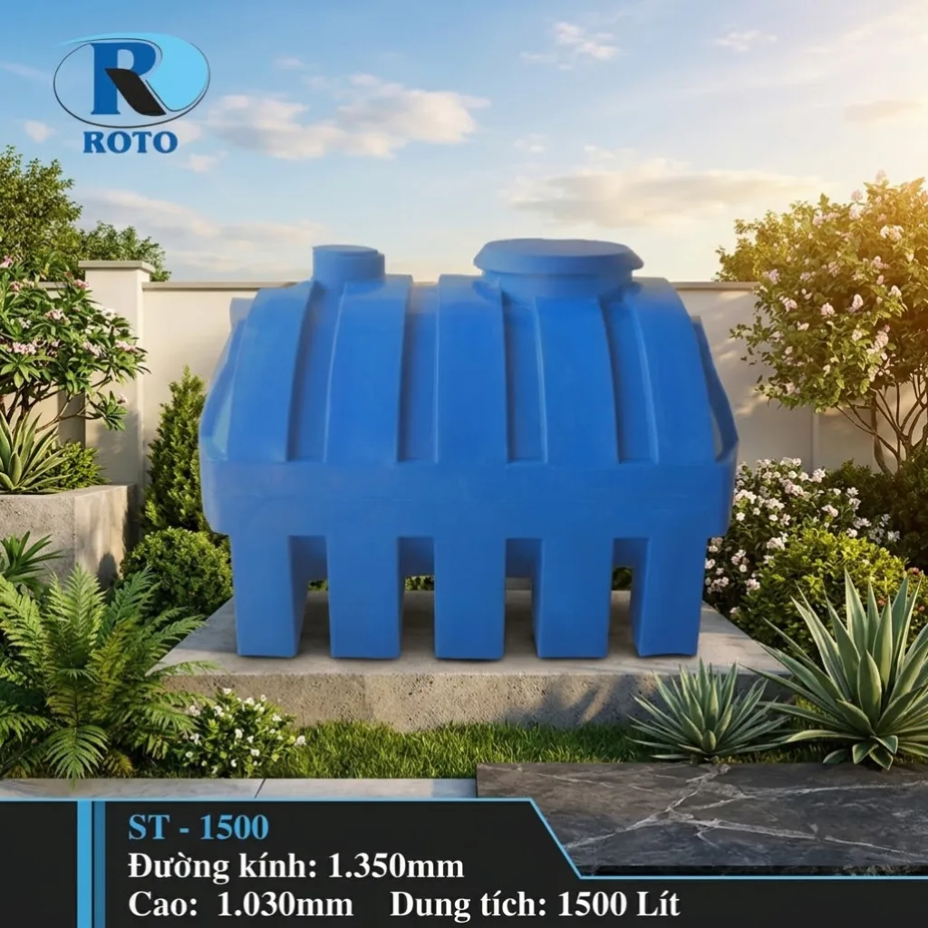 Bồn tự hoại Roto 1500 lít ngang