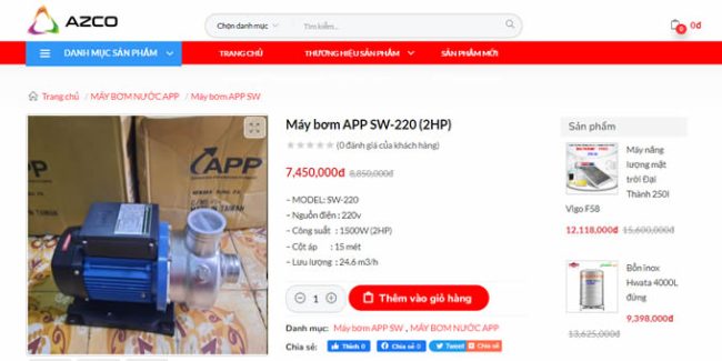 MAY BƠM NƯỚC APP 2HP