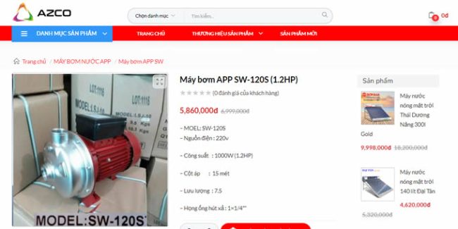 MAY BƠM NƯỚC 1Kw APP SW-120