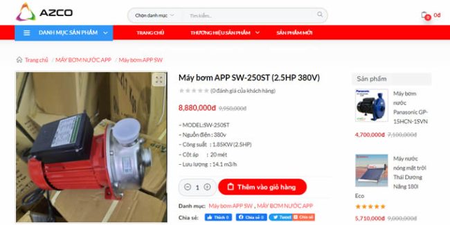 MAY BƠM NƯỚC 2.5 ST APP SW-250ST