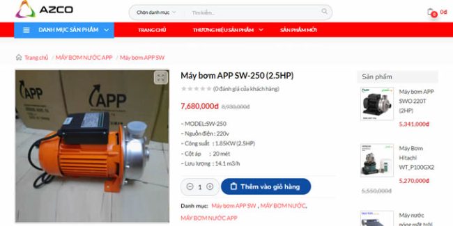 MAY BƠM NƯỚC 2.5hp APP SW-250