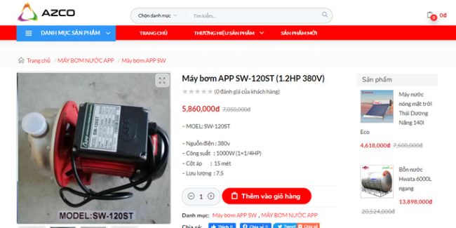MAY BƠM NƯỚC 1Kw 3 PHA APP SW-120ST