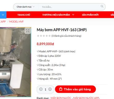 MÁY BƠM BIẾN TẦN 3HP 1 PHA APP HVF-163