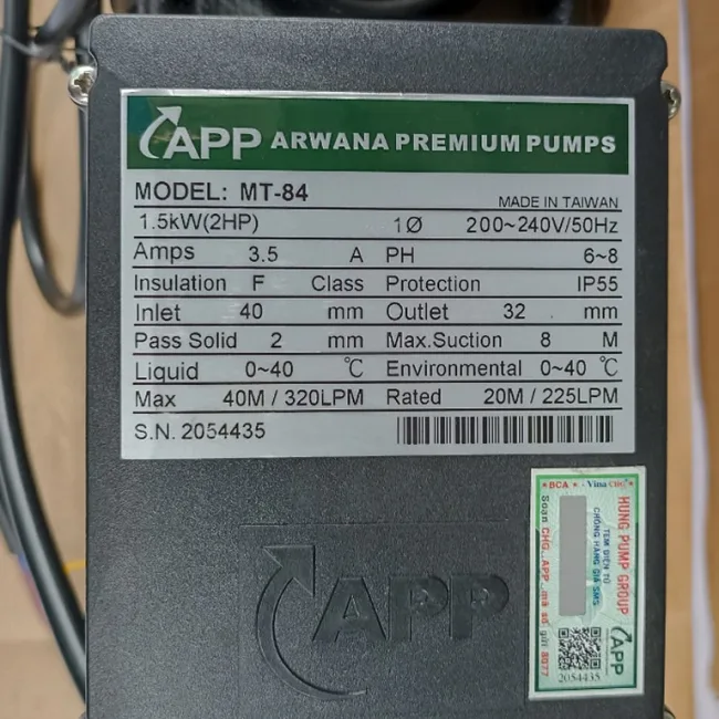 Máy bơm APP MT-84 (2HP) - Ảnh 2