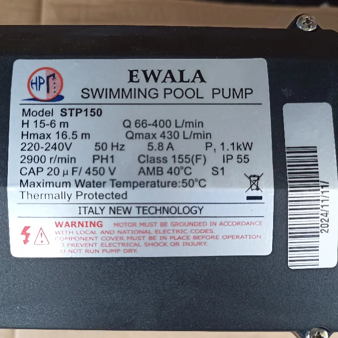 Máy bơm hồ bơi Ewala STP150 1,5HP 220V - Ảnh 2