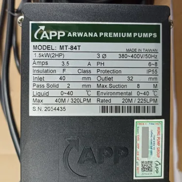 Thông số kỷ thuật Máy bơm nước 2Hp APP MT84T