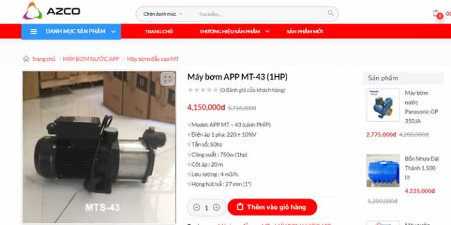 MÁY BƠM ĐA TẦNG CÁNH 1/2HP APP MT-43