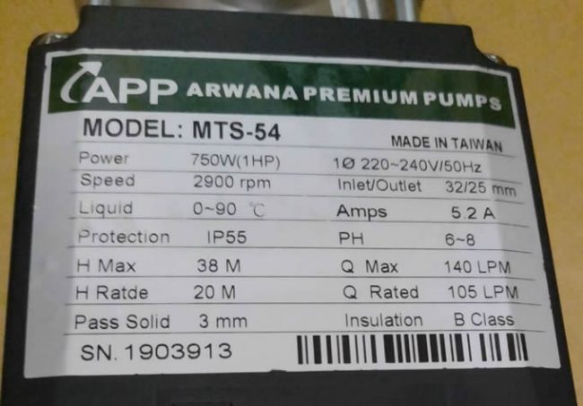 Máy bơm nước đa tần cánh APP MTS-53