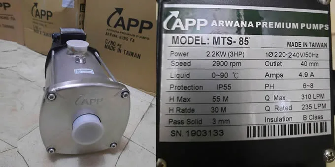 MÁY BƠM ĐA TẦNG CÁNH 3HP APP MTS-85 AZCO