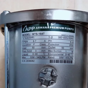 Thông số kỷ thuật Máy bơm nước 5HP 380V APP MTS-164T