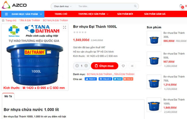 Bơ nhựa 1000L Đại Thành