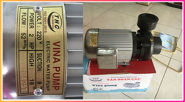 MÁY BƠM NƯỚC VINA PUMP 2HP HỌNG 90 90