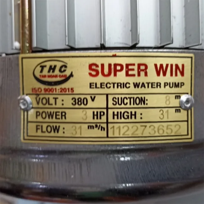 TSKT Máy bơm nước Tân Hoàn Cầu 3Hp 380v họng 6060