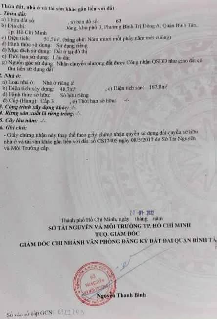 SỔ NHÀ HẺM 97 BÌNH TRỊ ĐÔNG