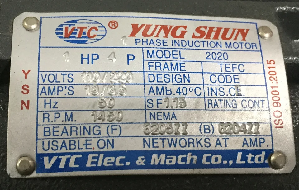 Motor VTC 1HP 220v tua 1450 - Ảnh 2