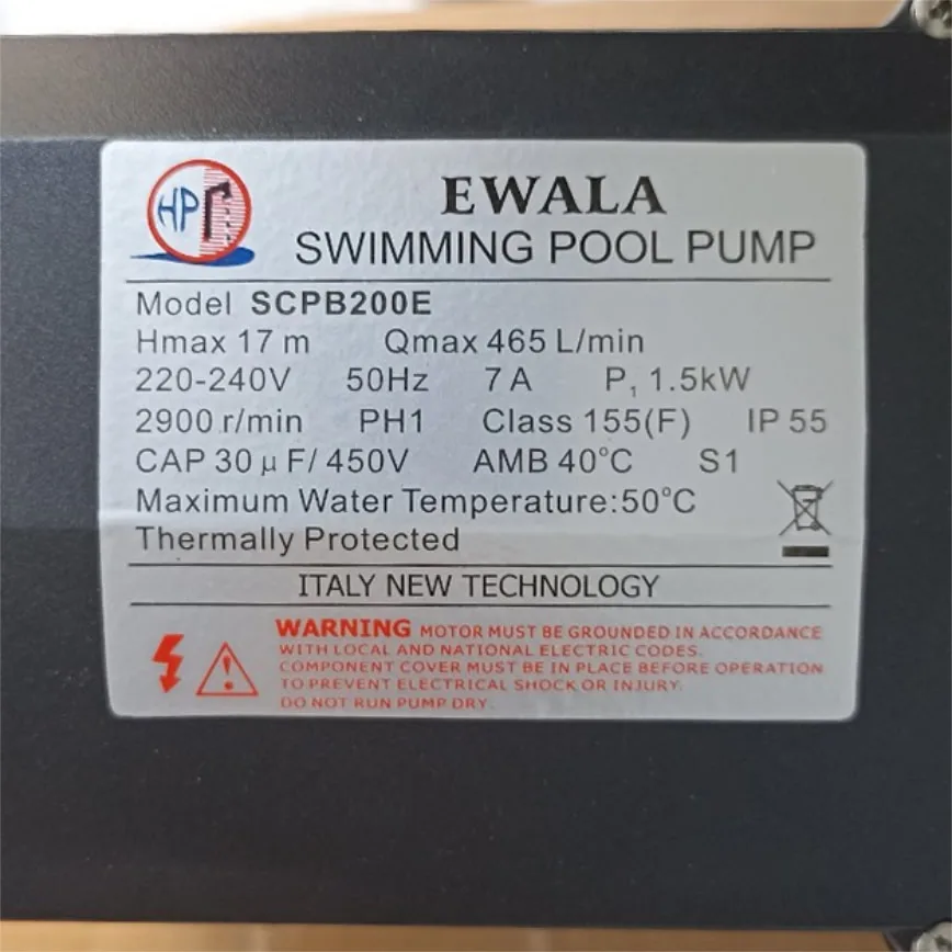 Thông số kỷ thuật Máy bơm nước Ewala SCPB200E