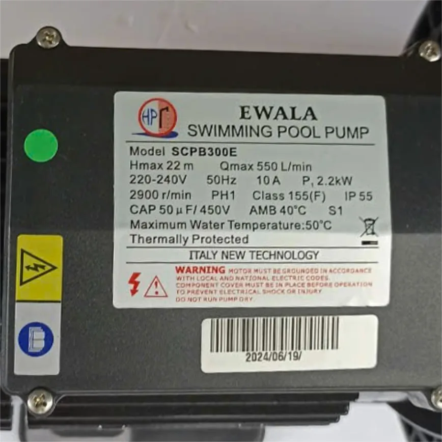 Thông số kỷ thuật Máy bơm nước 3Hp Ewara SCPB300E