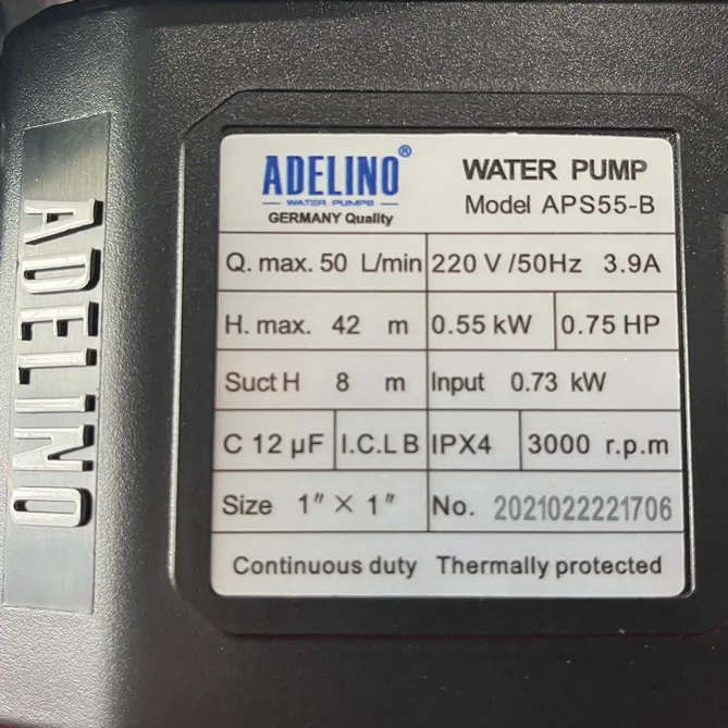 Máy bơm tăng áp Adelino APS55-B 550W - Ảnh 2