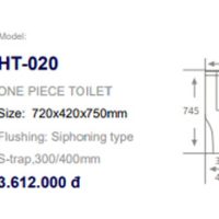 TSKT Bàn cầu 1 khối Hwata HT020