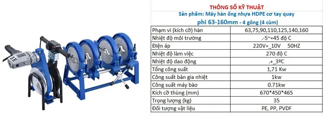Máy hàn ống HDPe 63 160 - Ảnh 3