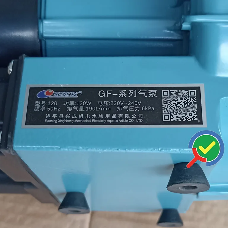 Thông số kỷ thuật Máy bơm con sò 120w Resun GF-120