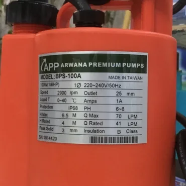 Thông số kỷ thuật Máy bơm nước APP BPS 100A