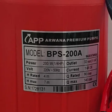 Thông số kỷ thuật Máy bơm nước 200w APP BPS-200A