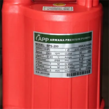 Thông số kỷ thuật Máy bơm nước thải 200w APP BPS 200