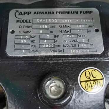 Thông số kỷ thuật Máy bơm nước thải 2Hp APP SV 1500