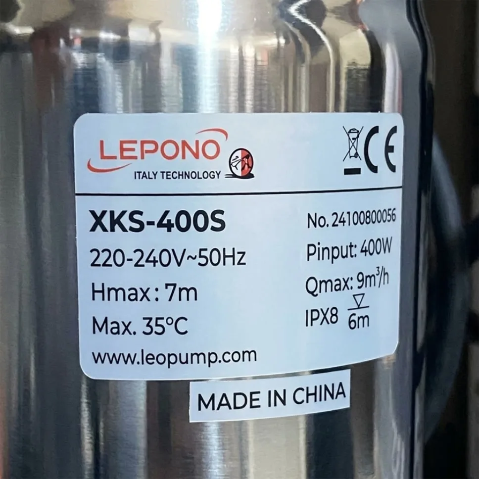 Thông số kỷ thuật Máy bơm nước thải 400w Lepono XKS400S