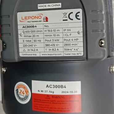 Thông số kỷ thuật Máy bơm nước Lepono AC300B4
