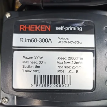 Thông số kỷ thuật Máy bơm nước RHEKEN RJm60-300A