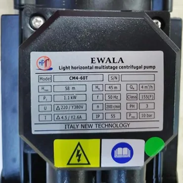 Th&ocirc;ng số kỷ thuật M&aacute;y Bơm nước Ewala CM4-60T