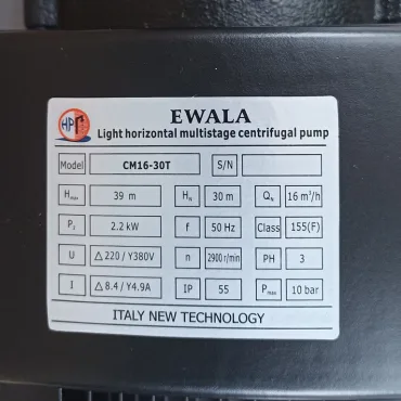 Th&ocirc;ng số kỷ thuật M&aacute;y bơm nước Ewala CM16-30T