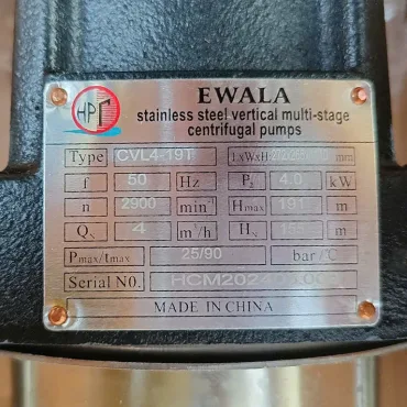Th&ocirc;ng số kỷ thuật M&aacute;y Bơm nước Ewala CVL4-19T