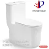 Bàn cầu một khối Hwata HT-136 màu trắng, nắp đóng êm dáng mỏng, thân vuông vức