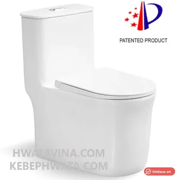 B&agrave;n cầu một khối Hwata HT-136 m&agrave;u trắng, nắp đ&oacute;ng &ecirc;m d&aacute;ng mỏng, th&acirc;n vu&ocirc;ng vức