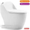 Bàn cầu một khối Hwata HT-169 màu trắng dáng trứng, két nước liền thân, nắp đóng êm