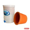 Bình lọc nước gốm SWACF 20L CWF: thùng nhựa HDPE trắng có vòi và lõi lọc gốm đất sét màu cam