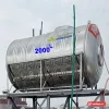 Bồn inox Hwata nằm ngang đặt trên khung giá sân thượng, đầu bồn sơn đỏ (ảnh minh hoạ dòng hàng)