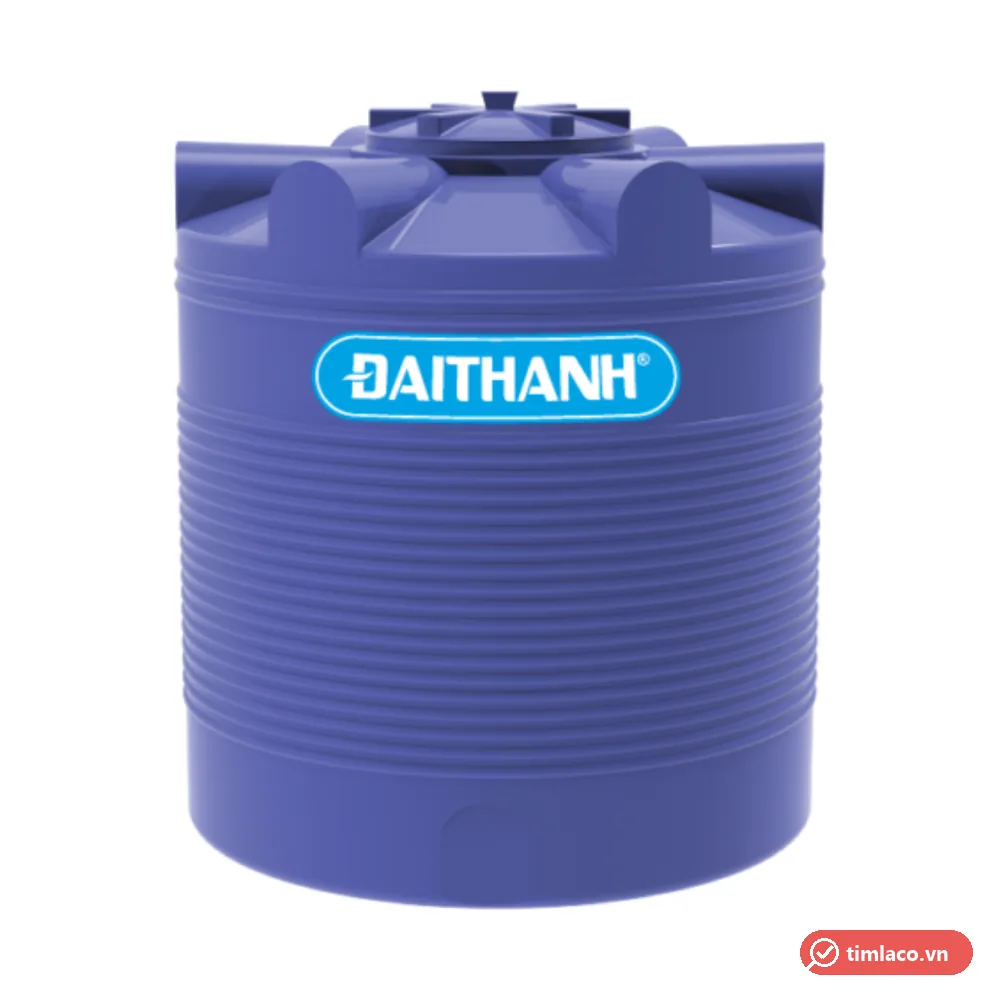 Bồn nhựa Đại Thành thế hệ mới kiểu đứng màu xanh dương, thân có gân ngang, logo DAITHANH trên thân (ảnh minh hoạ dòng hàng)