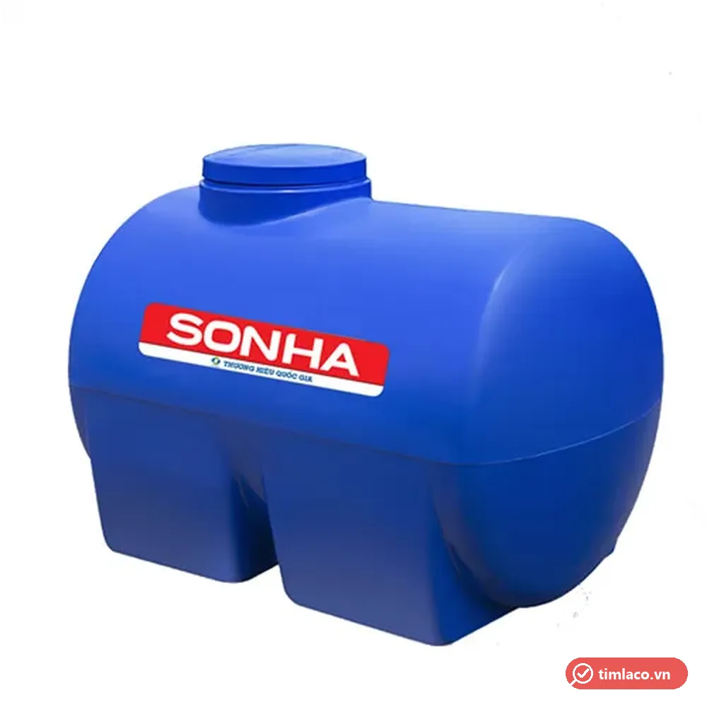 Bồn nhựa nằm ngang Sơn Hà màu xanh dương, tem SONHA trên thân bồn (ảnh minh hoạ dòng hàng)