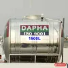 Bồn nước inox Dapha R 1500 lít ngang lắp trên sân thượng, nhãn 1500L dưới chữ DAPHA ISO 9001