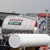Bồn inox Dapha R nằm ngang lắp trên mái, dải sơn ba màu và chữ DAPHA ISO 9001 (ảnh minh hoạ dòng hàng)