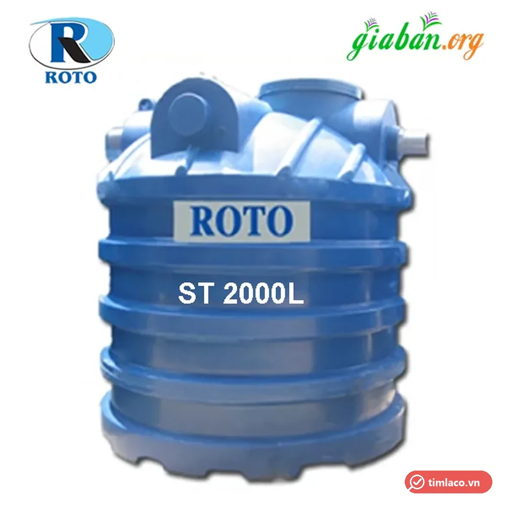 Bồn tự hoại nhựa RoTo dạng đứng màu xanh dương, bảng chữ ROTO trên thân (ảnh minh hoạ dòng hàng)