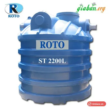 Bồn tự hoại nhựa RoTo dạng đứng màu xanh dương, bảng chữ ROTO trên thân (ảnh minh hoạ dòng hàng)