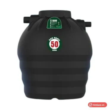 Bồn tự hoại Sơn Hà 1600 lít dáng đứng màu đen, tem 1600 trên cổ bồn